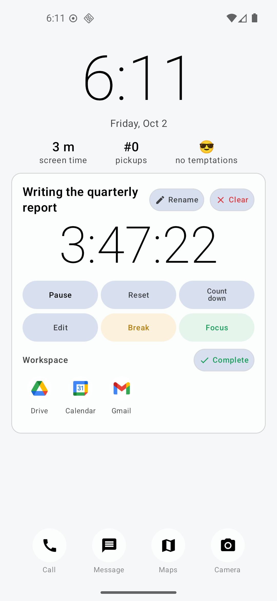 The AttentionPro launcher on an Android home screen.